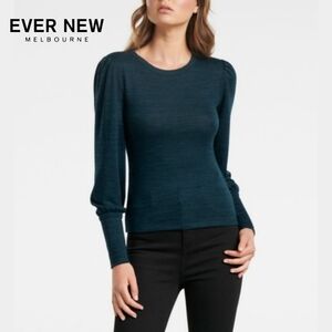 XXS/XS Ever New Melbourne Ines Blouson-Sleeve Long Sleeve Top - Teal